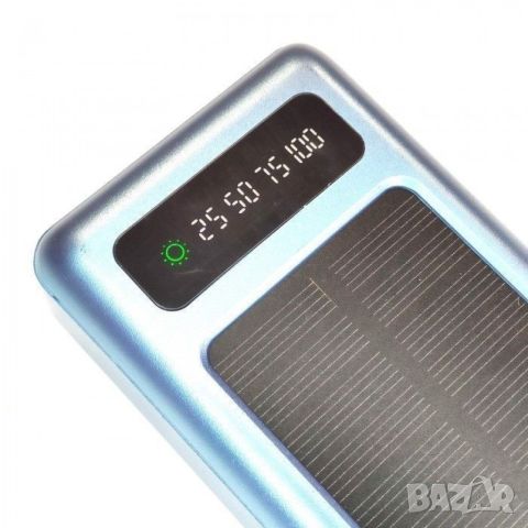 Външна батерия със соларен панел Power bank UKC 8412 30000 Mah кабел за зареждане 4в1 Син, снимка 12 - Друга електроника - 46655334