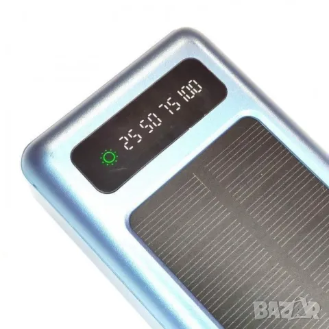 Външна батерия със соларен панел Power bank UKC 8412 10 000 Mah кабел за зареждане 4в1 Син, снимка 15 - Друга електроника - 48971840