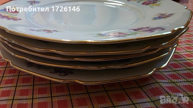 Порцеланови чинии със златен кант Heinrich & Co, Bavaria, Germany - 5 броя, снимка 3 - Чинии - 54045175