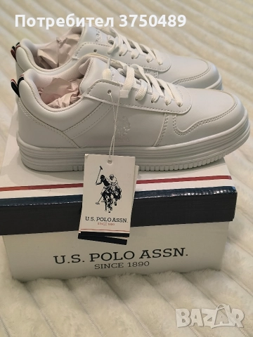 Дамски бели маратонки U.S.Polo Assn, снимка 3 - Маратонки - 52582602