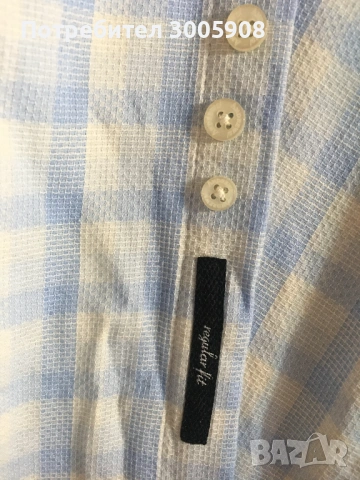 Риза Andrews Карирана 100 % памук бяло и небесно синьо,Smart Regular L, снимка 4 - Ризи - 53524919
