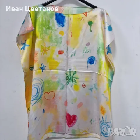 Луксозна плажна туника от 100% коприна – стил и комфорт за летните дни, снимка 3 - Туники - 49979050