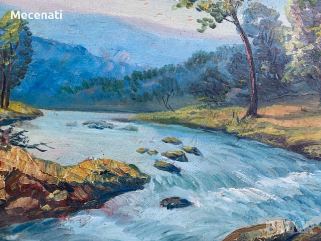 ВИКТОР ПОПОВ Масло/картон "Тетевенско - пейзаж" , снимка 14 - Картини - 53122724