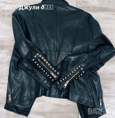 Кожено яке от естествена кожа с капси, снимка 8 - Якета - 53328074