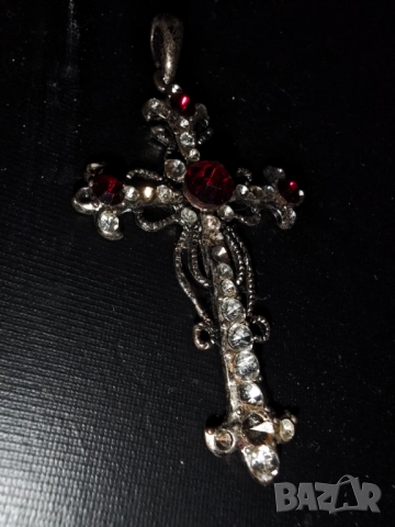 Стар италиански сребърен кръст с рубини  РАЗПРОДАЖБА, снимка 7 - Колиета, медальони, синджири - 29336319