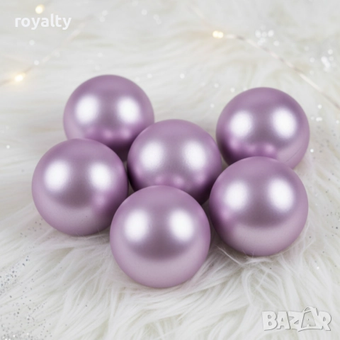 Комплект перлени коледни топки – 6 броя в различни цветове + подарък 6бр златисто блестящи топки, снимка 5 - Декорация за дома - 52249434