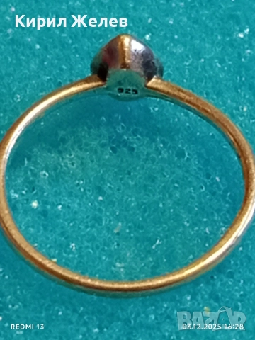 Нежен сребърен пръстен със капковиден камък майсторска ръчна изработка 35438, снимка 6 - Пръстени - 52640273