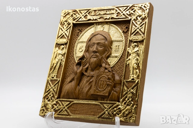 Релефна икона на Исус Христос – позлатена, снимка 3 - Икони - 53223043