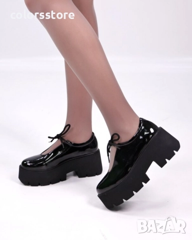 Обувки на платформа - черен лак - NF30 , снимка 2 - Дамски ежедневни обувки - 51572198