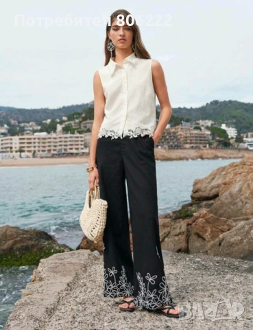 Дълъг панталон лен, снимка 4 - Панталони - 51422348