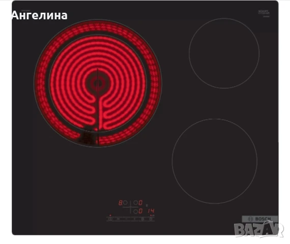 Готварски плот, Bosch PKK611BB2E, SER4, Electric cooktop, 60 cm, Glass-ceramic hob, 3 zones, 1 exten