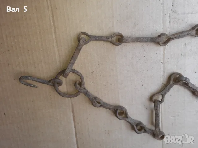 Стара верига за огнище от ковано желязо , здрава, снимка 2 - Антикварни и старинни предмети - 50328949