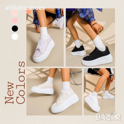 Дамски маратонки на платформа от текстилна дантела