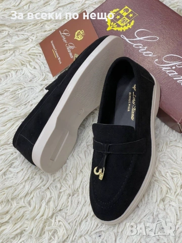 Loro Piana Дамски Велурени Черни Ежедневни Обувки Лоро Пиана Код E1292, снимка 6 - Дамски ежедневни обувки - 54130172