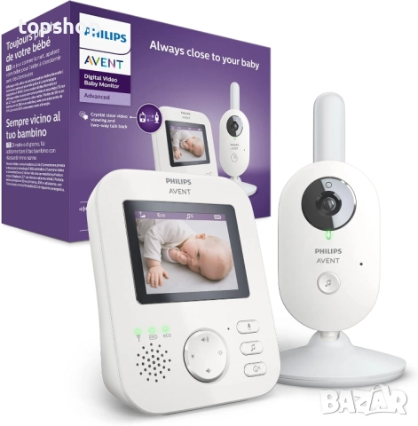 Чисто нов бебефон Philips Avent SCD833/05 сигурен с технология A-FHSS, 2,7-инчов цветен екран...