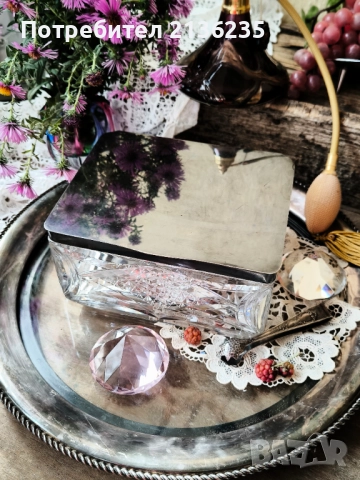 Кристална кутия със сребърен капак 925, снимка 8 - Антикварни и старинни предмети - 51862370