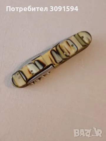 Старо   колекционерско туристическо ножче многоцветен седеф- 9 см във перфектно състояние , снимка 4 - Ножове - 50127150