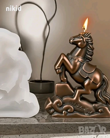 Голям повдигнат кон силиконов молд форма шоколад гипс смола статуетка свещ декор украса, снимка 3 - Форми - 51268551