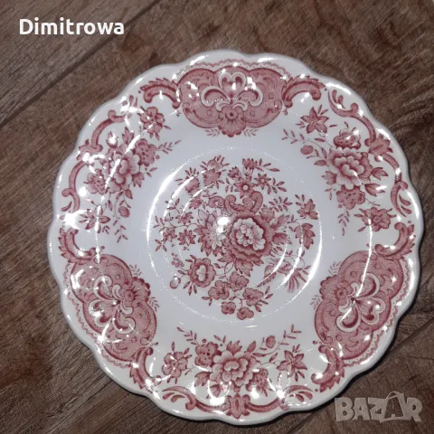 Намалена цена 150.00лв Сервиз чай/кафе RidgwayStaffordshire England WINDSOR PINK Red Floral Birds , снимка 6 - Сервизи - 47084558