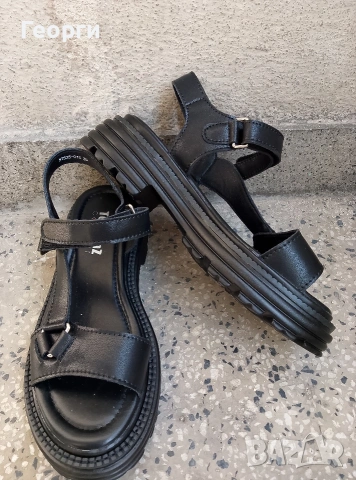 Нови дамски сандали на платформа от естествена кожа