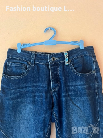 Дамски сини дънки 36 размер с джобове 👖👖👖, снимка 2 - Дънки - 52375809
