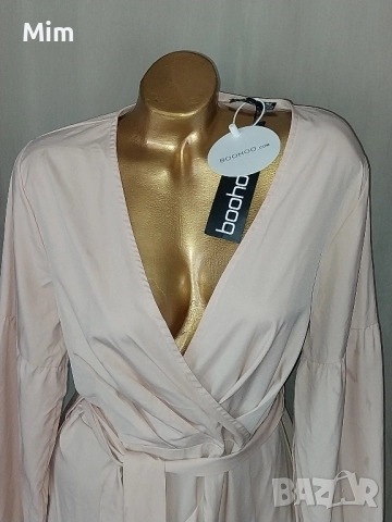 boohoo 44 Рокля с дълъг ръкав в цвят шампанско , снимка 4 - Рокли - 52252256