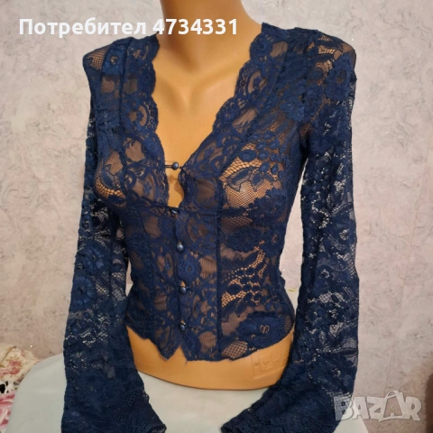 Болеро синъо от дантела