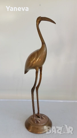 Vintage бронзова статуетка на жерав, снимка 2 - Статуетки - 53115227