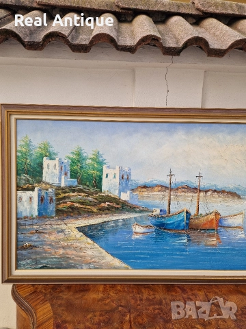 Превъзходна огромна антикварна майсторска авторска картина масло върху платно , снимка 5 - Антикварни и старинни предмети - 52648304