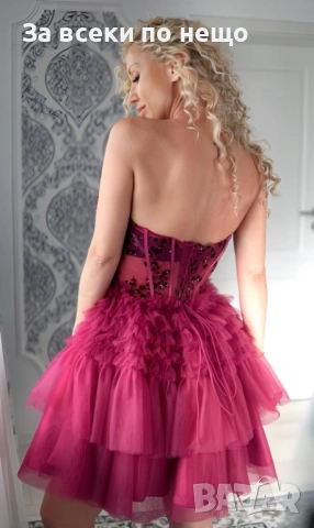 Дамска Къса Елегантна Рокля - 2 Налични Цвята Код Roni9, снимка 5 - Рокли - 53806717