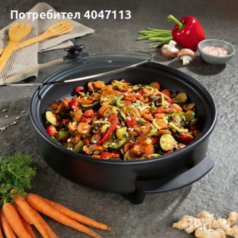Многофункционален преносим електрически тиган Royalty Line RL-PP18214 - 42см, снимка 3 - Съдове за готвене - 51648253