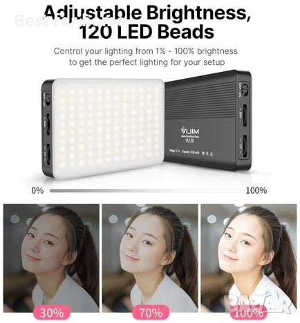 VIJIM VL120 Мощен преносим комплект LED лампа за видео разговори, снимка 4 - Други - 53914349