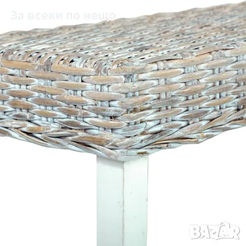 Пейка, 160 см, бяла, естествен кубу ратан и мангово дърво масив Код P257, снимка 3 - Градински мебели, декорация  - 49768113