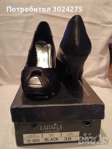 Черни сатенени обувки на висок ток, снимка 11 - Дамски обувки на ток - 54036413