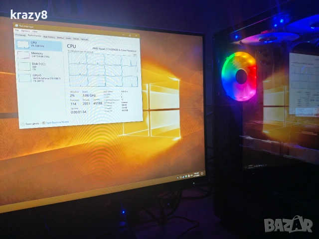 Геймърски компютър Ryzen 5500x3D, 16GB DDR4, GTX 1080 Ti, 700w пълно модулно+механична клавиатура, снимка 2 - Геймърски - 54110371