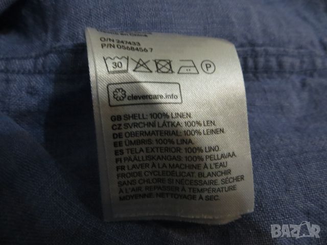 Мъжка риза с къс ръкав от лен H&M, снимка 4 - Ризи - 45753211