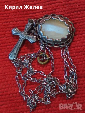 Старинно СРЕБЪРНО КОЛИЕ СРЕБЪРЕН КРЪСТ и СЕДЕФЕН СРЕБЪРЕН ПЕНДАНТ СРЕБРО 925 ВЕРИЖКА 950 ПРОБА 49838, снимка 16 - Антикварни и старинни предмети - 49274629