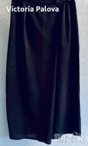 Черна права пола wrap, лен и памук, снимка 8 - Поли - 51640141