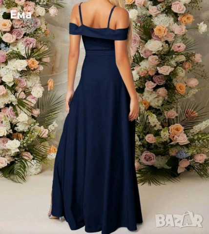 Тъмно синя елегантна рокля, не носена! , снимка 2 - Рокли - 53560537