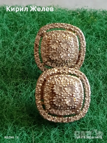 Сребърни обеци с кристали Swarovski и множество ореоли ювелирна изработка 54189, снимка 7 - Обеци - 54014405