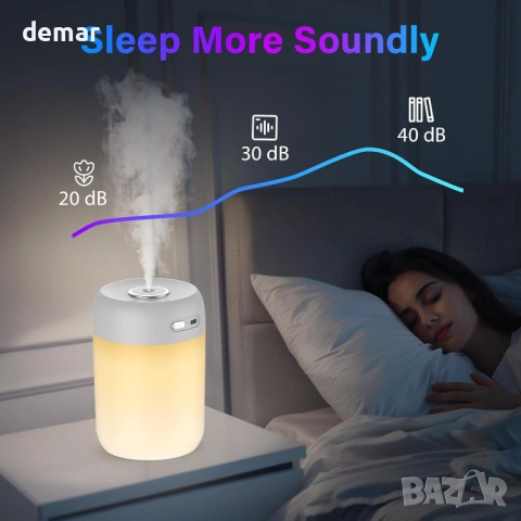 SZO Cool Mist овлажнител за спалня с нощна светлина, сив, снимка 4 - Овлажнители и пречистватели за въздух - 53825413