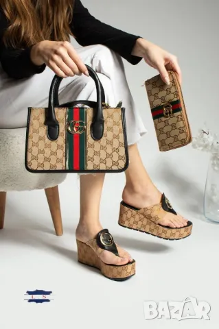 дамски чехли на платформа и чанта gucci , снимка 4 - Чанти - 46882218