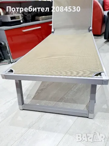 Алуминиев шезлонг със сенник 187/62см, снимка 6 - Градински мебели, декорация  - 49700472