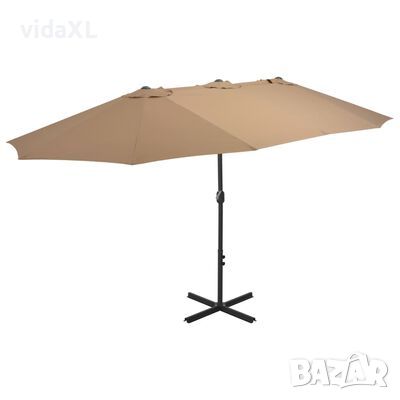 vidaXL Градински чадър с алуминиев прът, 460x270 см, таупе(SKU:44870