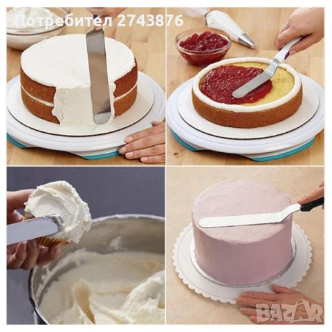 Шпатула за заглаждане на торта, Бяла дръжка,Дължина- 32 см., снимка 3 - Прибори за хранене, готвене и сервиране - 46371798