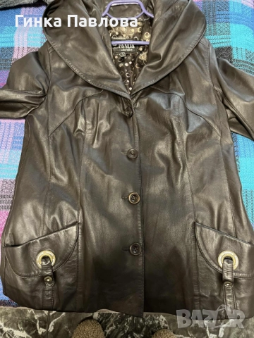 Дамско кожено яке с качулка, снимка 3 - Якета - 52209390