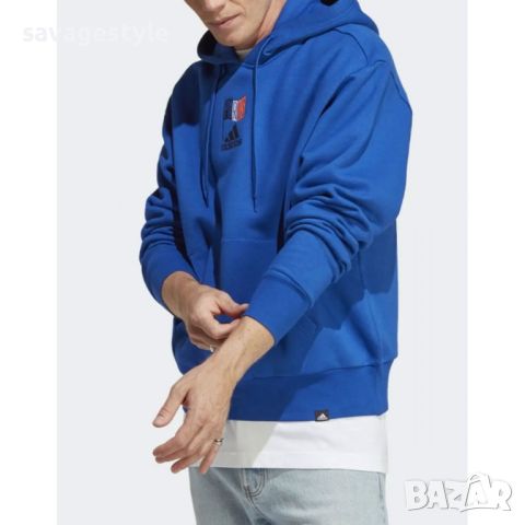 Спортно горнище ADIDAS Paris Graphic Unisex Hoodie Blue, снимка 3 - Спортни дрехи, екипи - 46671581