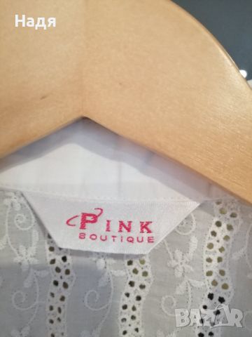 Памучна дантелена блуза PINK, снимка 4 - Ризи - 45155806