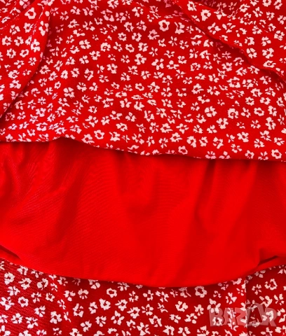 Червена лятна пола с подплата, снимка 3 - Поли - 54246744