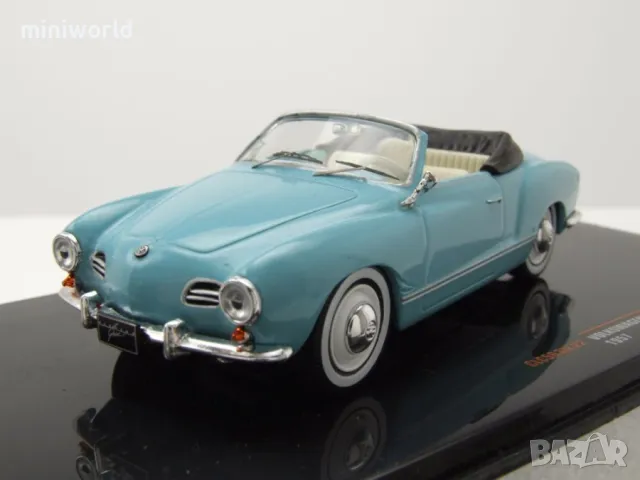 Volkswagen Karmann Ghia Cabrio 1955 - мащаб 1:43 на ixo моделът в нов в PVC дисплей-кейс VW, снимка 1